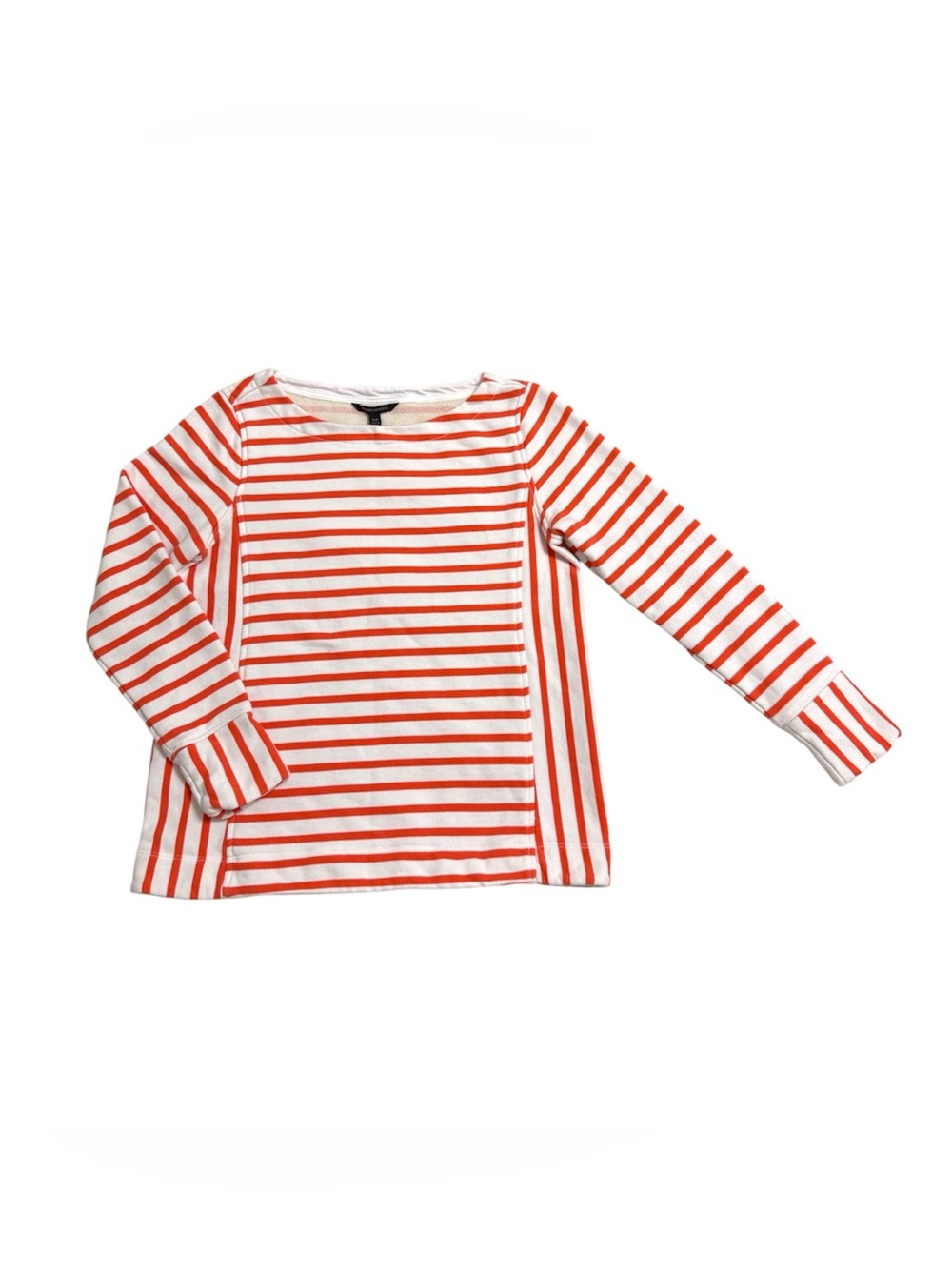 Long Sleeve Banana Republic Orange And White Striped Terry Tee Small